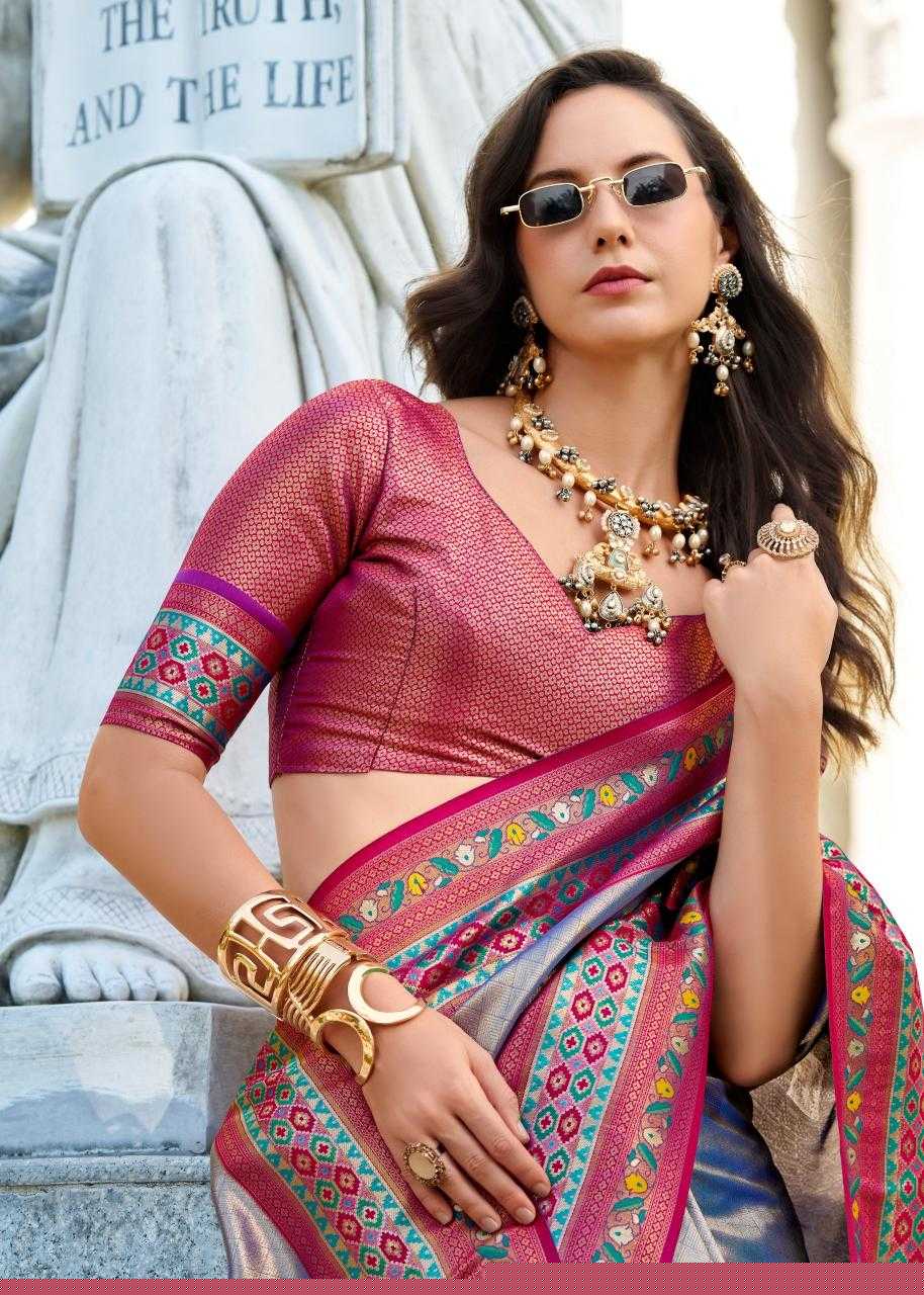 Tissue Silk Party Wear Saree | Elegant Weaving Border & Designer Pallu ✨ | Fancy Silk Saree for Festive Glamour (Lavender) - House of ViDi