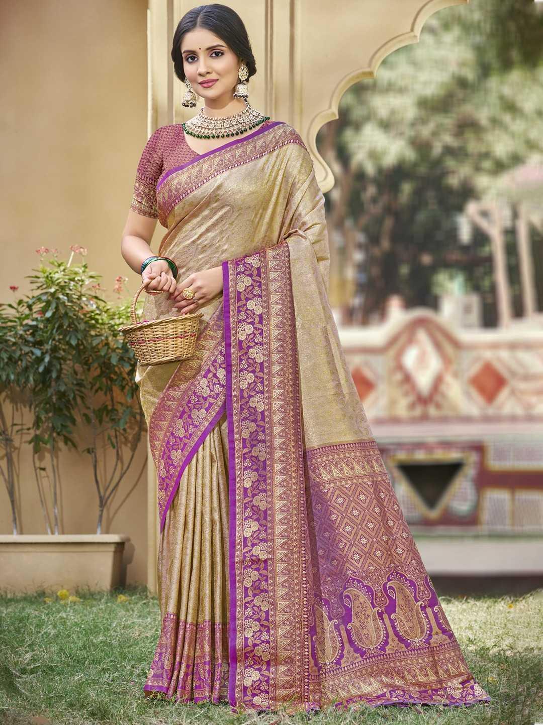 Banarasi Silk Saree | Designer Fancy Saree for Party, Festival & Wedding 🎉 (Woody Brown) - House of ViDi
