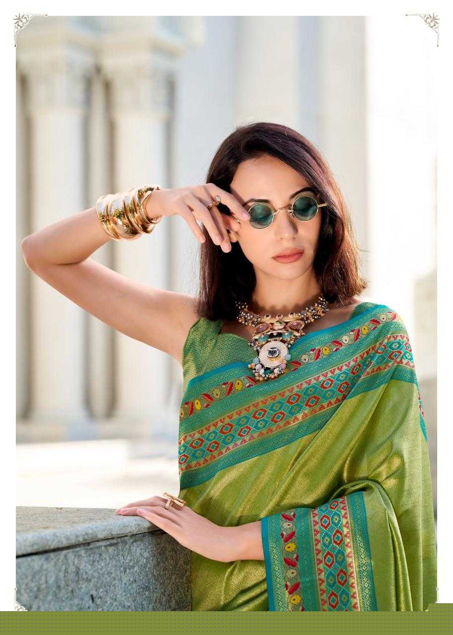 Tissue Silk Party Wear Saree | Elegant Weaving Border & Designer Pallu ✨ | Fancy Silk Saree for Festive Glamour (Pista)