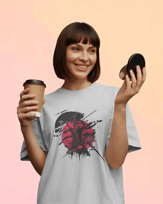 Samurai Blood Moon – Unisex Oversized T-Shirt | Fierce. Artistic. Iconic. - House of ViDi