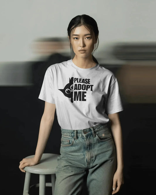 Please Adopt Me T-Shirt – Cute Cat Graphic Unisex Cotton Tee | Classic Everyday Wear - House of ViDi
