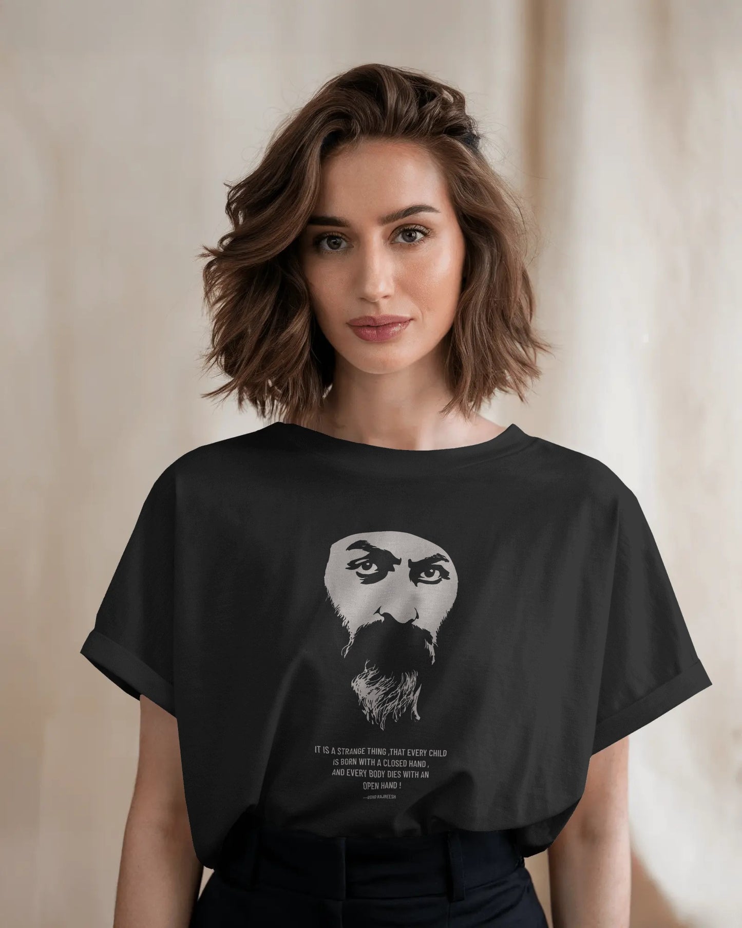 Osho Quote Unisex T-shirt – “Born Closed, Die Open” Minimalist Spiritual Tee | House of ViDi