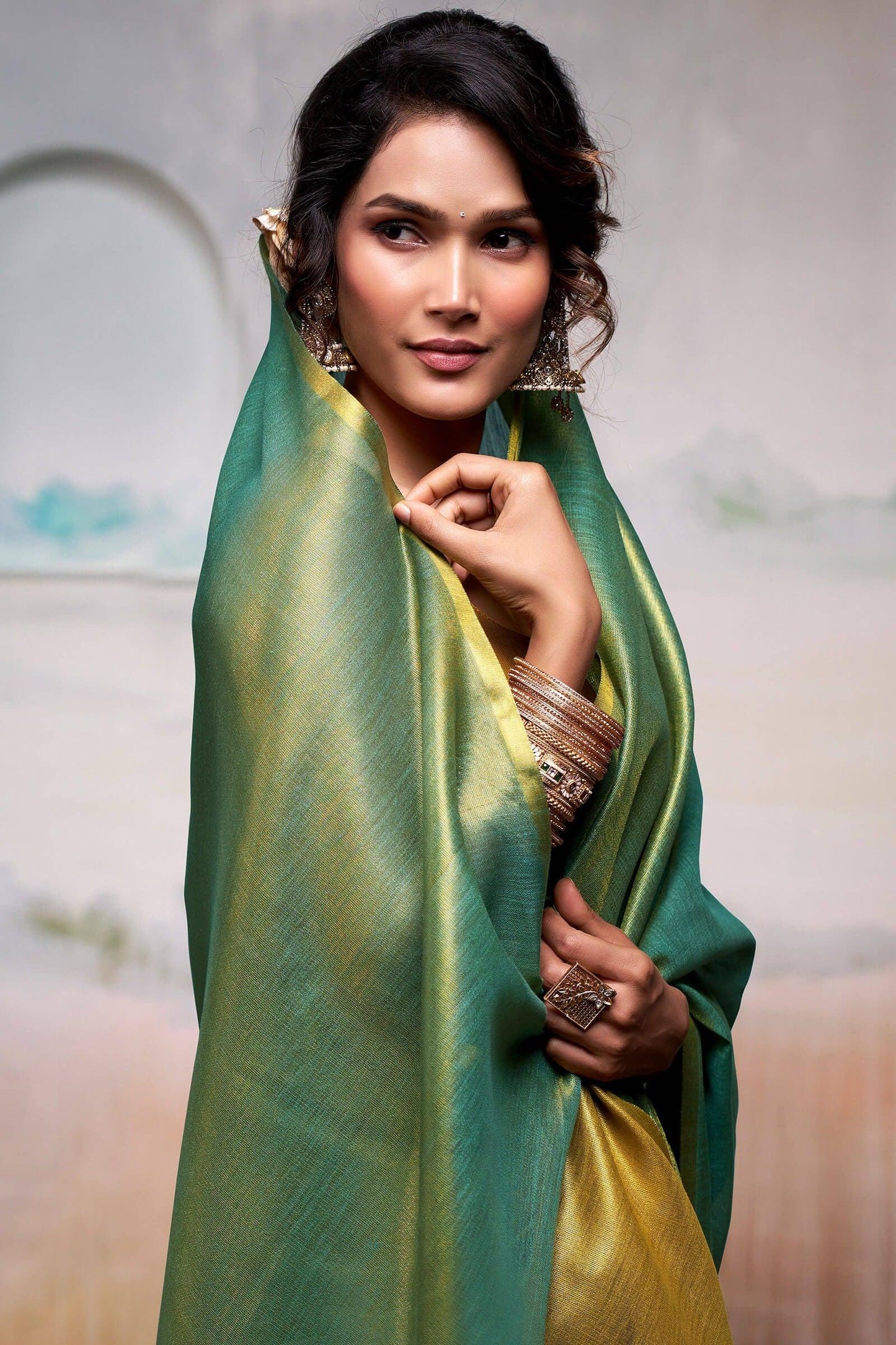 Pista Pure Handloom Tissue Silk Saree – Premium Designer Festive Wear Ensemble - House of ViDi