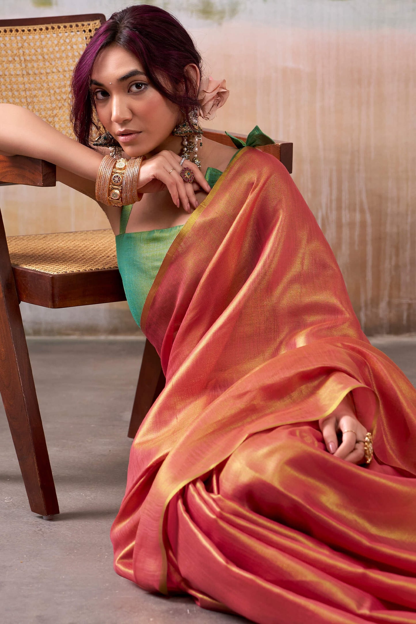 Pink Pure Handloom Tissue Silk Saree – Premium Designer Festive Wear Ensemble