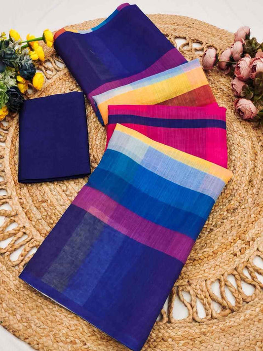 Premium Violet Linen Saree with Tassels