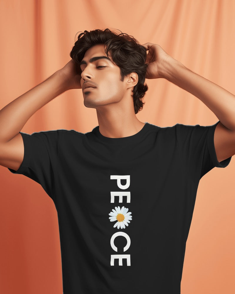 Peace Unisex Round Neck Half Sleeve T-Shirt
