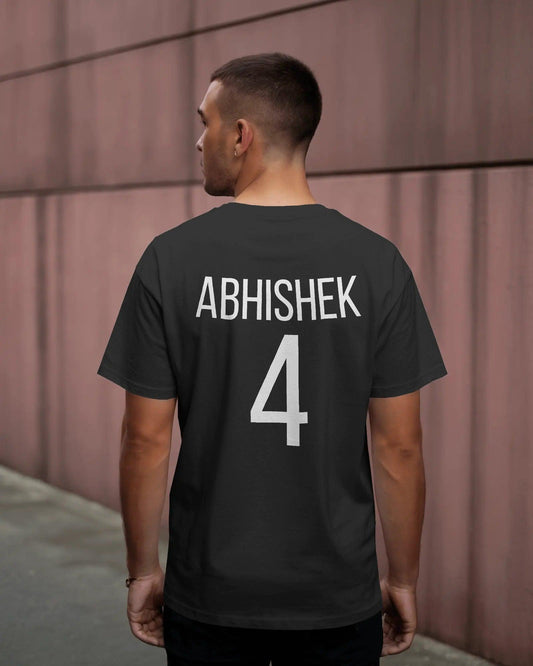 Abhi-Six Abhishek Sharma 4 Fan Jersey T-Shirt | Front & Back Cricket Fan Edition | Unisex Classic T-Shirt