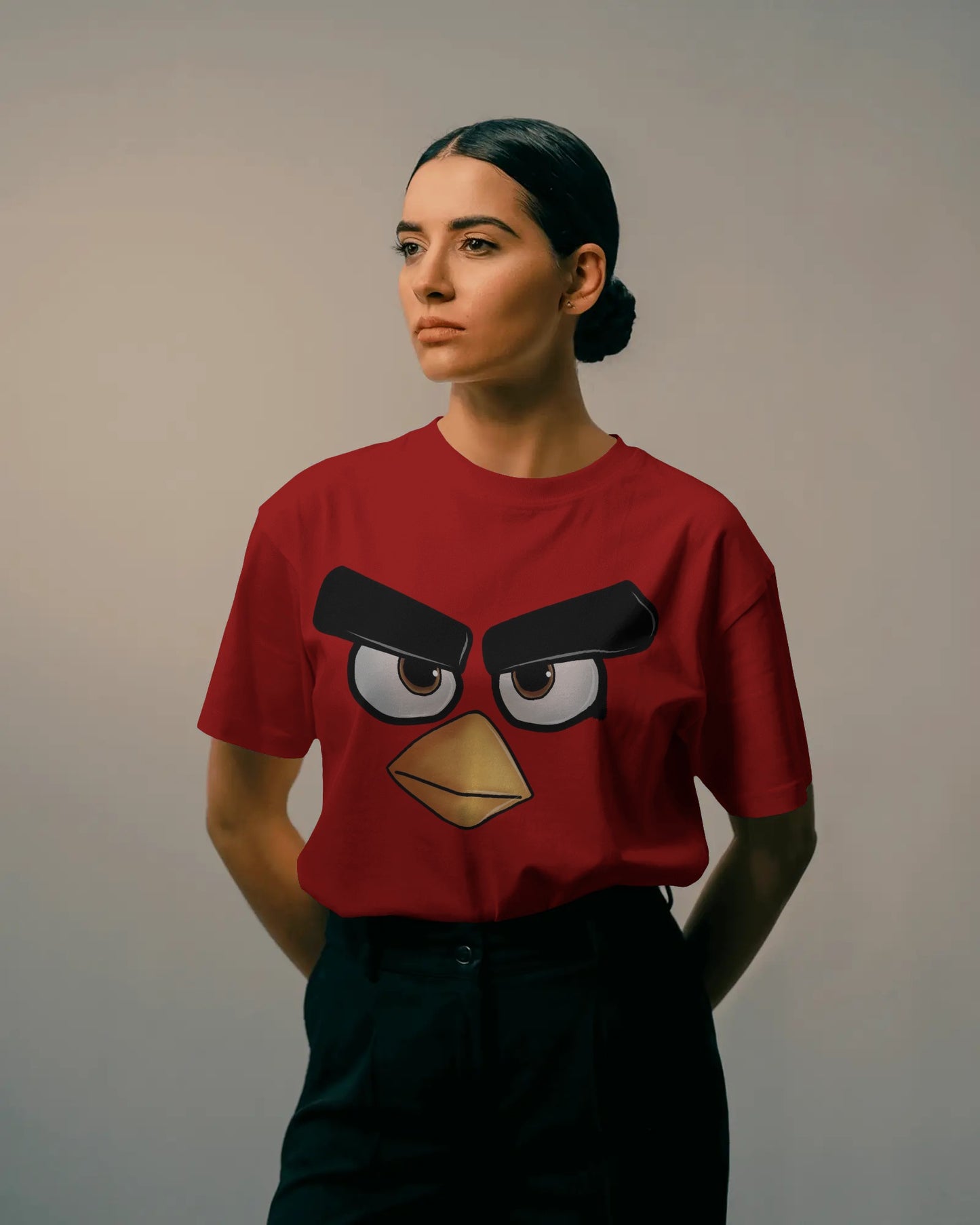 Oversized Angry Birds Red T-Shirt | Cartoon Graphic Streetwear Tee