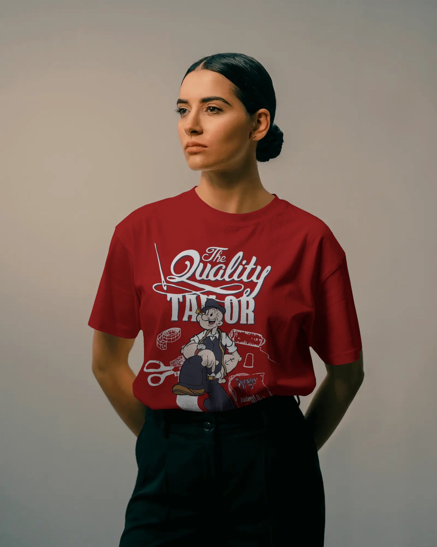 Oversized Popeye Tailor Graphic T-Shirt | Vintage Cartoon Streetwear Tee
