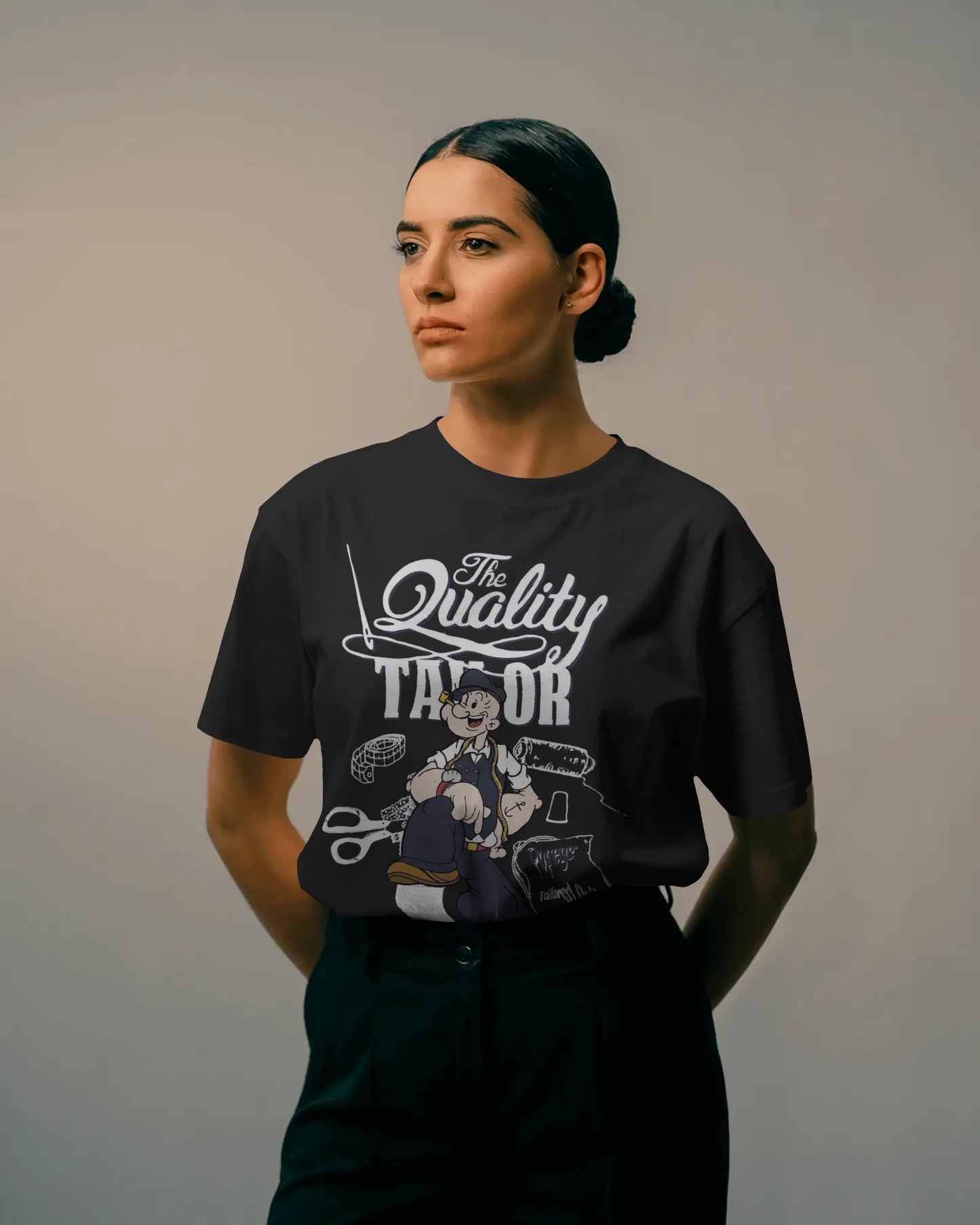Oversized Popeye Tailor Graphic T-Shirt | Vintage Cartoon Streetwear Tee