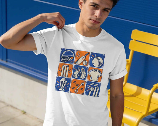 Cricket Lover Classic T-Shirt | Cricket Icons Graphic Tee