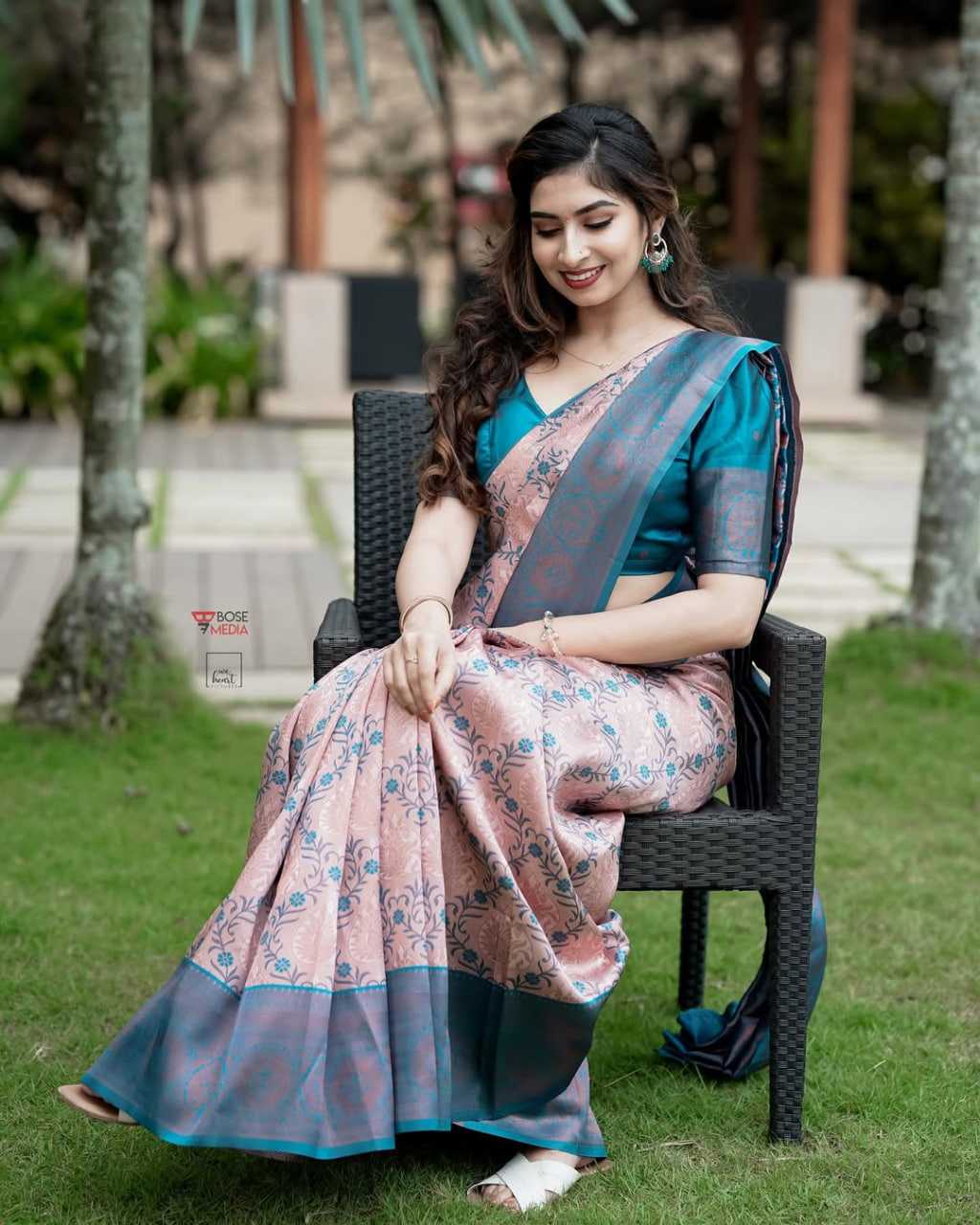 Banarasi Soft Lichi Silk Saree with Jacquard Weaving & Rich Pallu – Elegant Festive & Party Wear Drape - House of ViDi