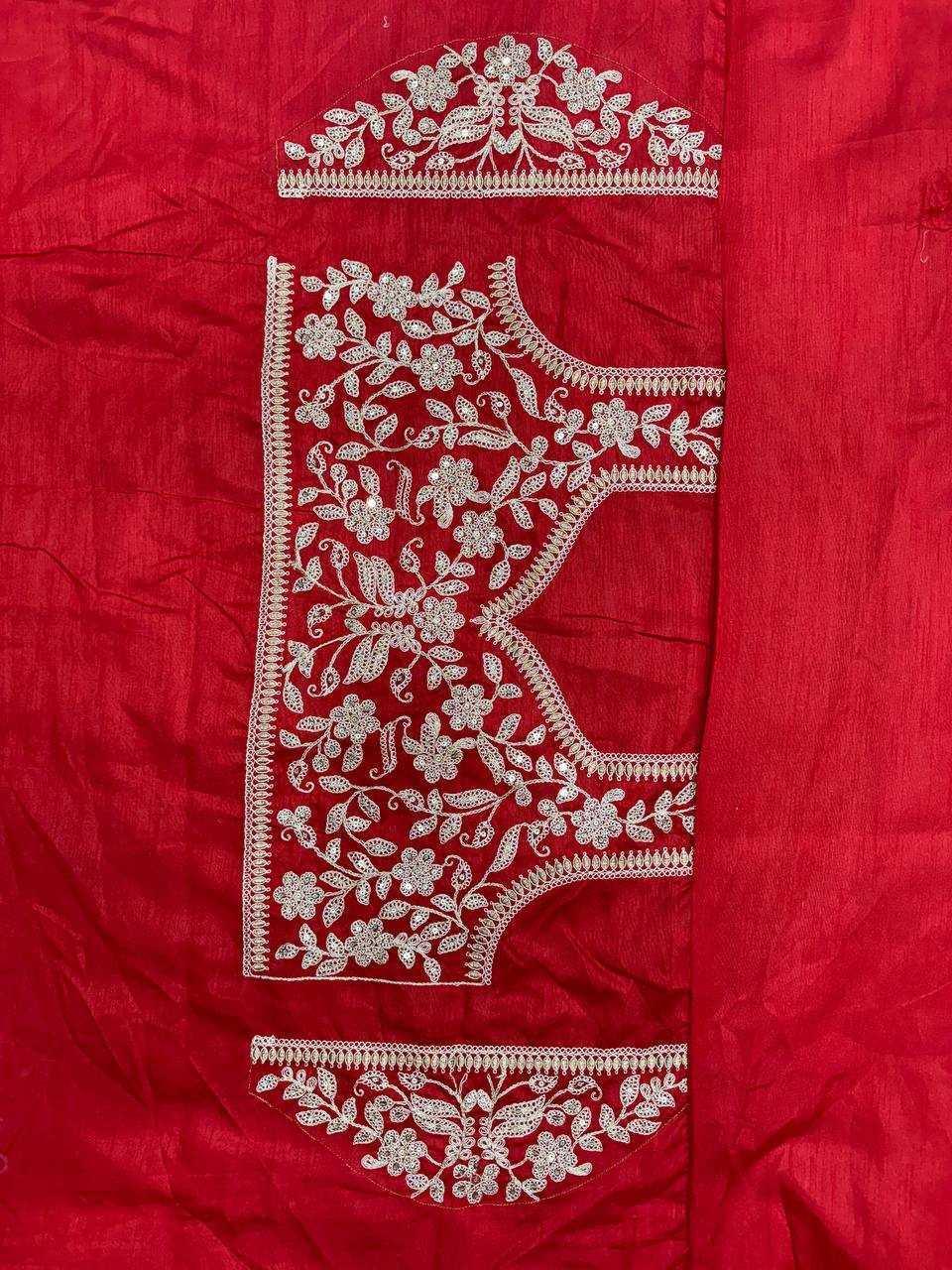 Red Rangoli Silk Saree with Sequins & Dori Border - House of ViDi