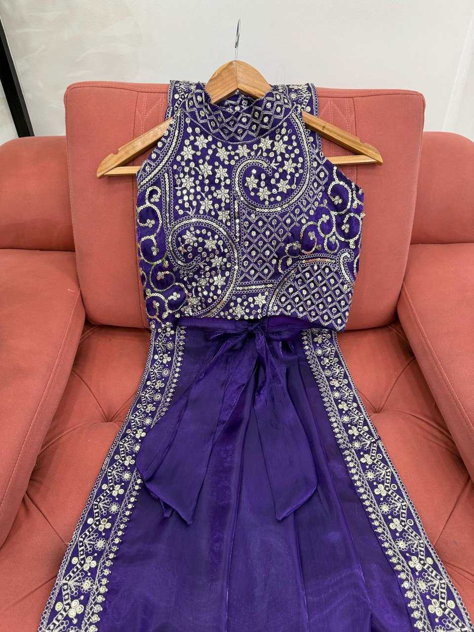 Ananya Pandey Purple Jimmy Choo Saree with Thread & Sequin Embroidery – Designer Party Wear - House of ViDi