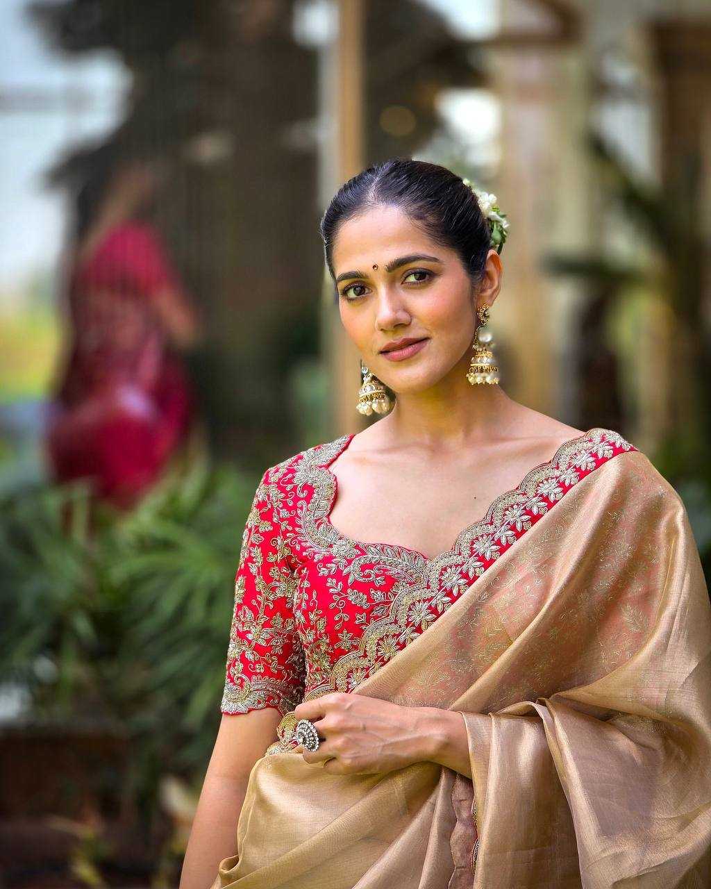 Premium Zoya Gold Tissue Saree – Sequin & Cording Embroidery with Heavy Banglori Blouse - House of ViDi