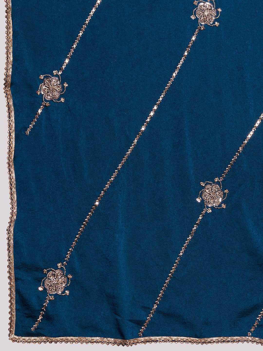 Morpich Designer Crush Silk Saree with C-Pallu Beads Embroidery Work - House of ViDi