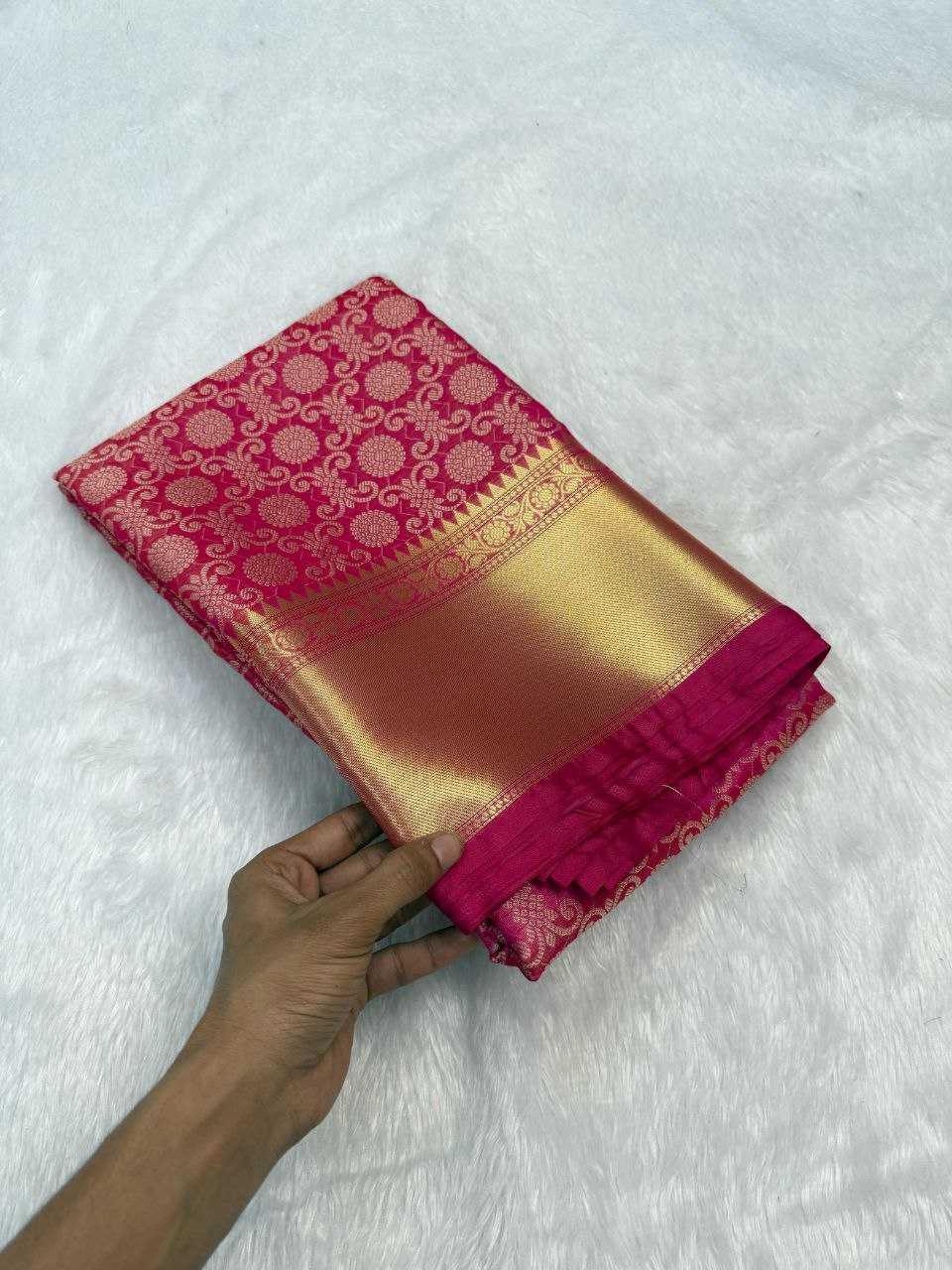Shruti Haasan Inspired Pink Kanjivaram Tissue Silk Saree with Soft Zari Weaving & Brocade Blouse - House of ViDi