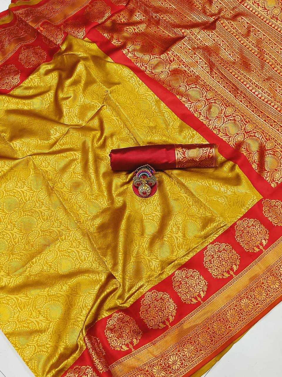 Soft Lichi Silk Saree with Rich Jacquard Weaving & Contrast Border – Perfect for Weddings & Festive Wear
