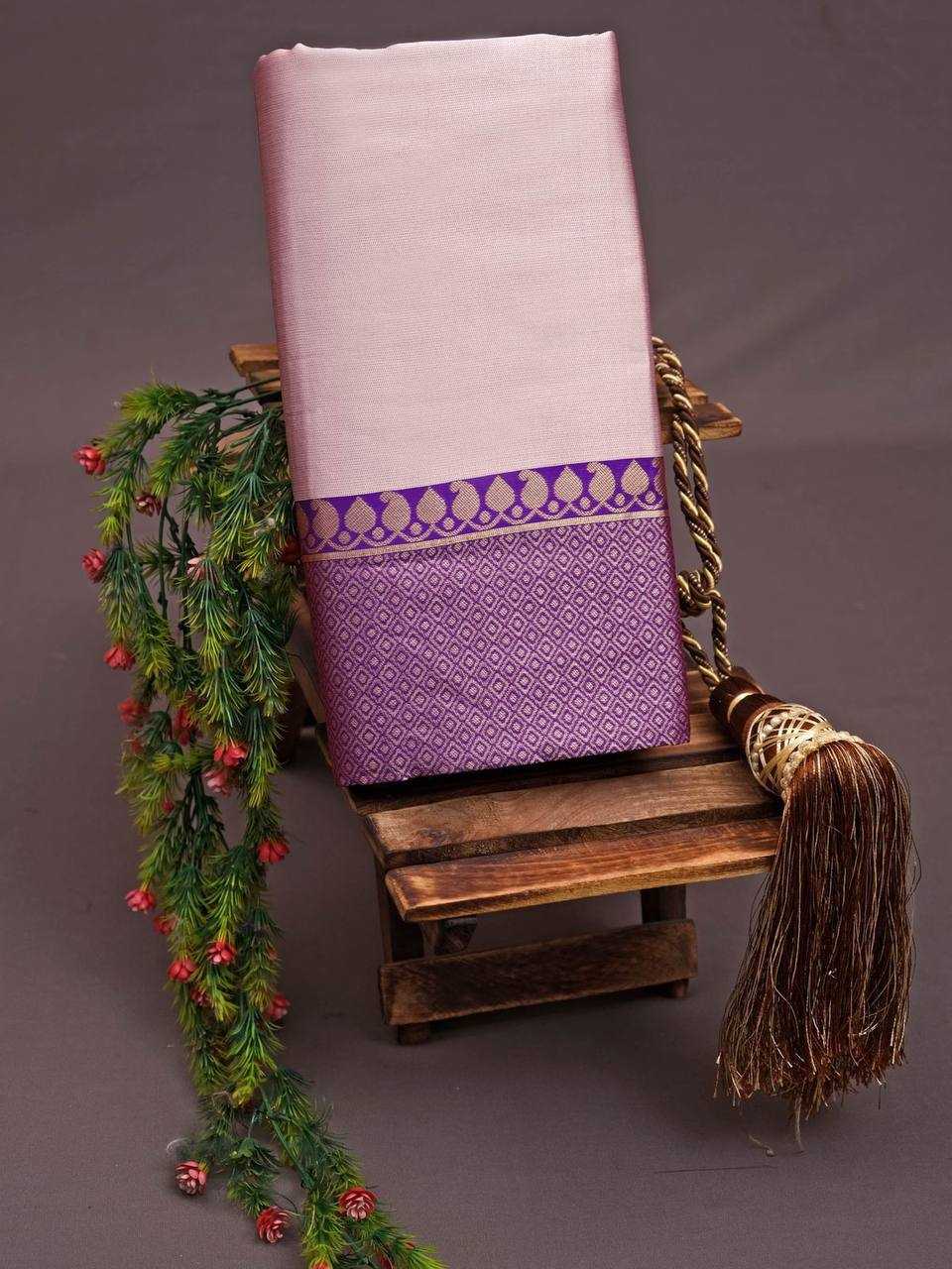 Soft Lichi Silk Saree with Rich Jacquard Border – Elegant Party & Wedding Wear - House of ViDi