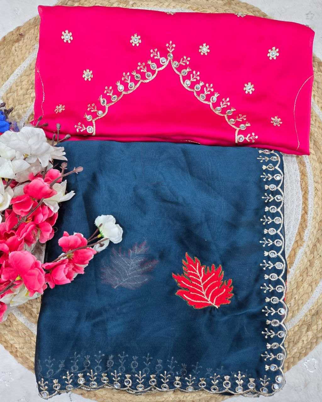 Rangoli Silk Saree with Mirror Work & Zari Detailing