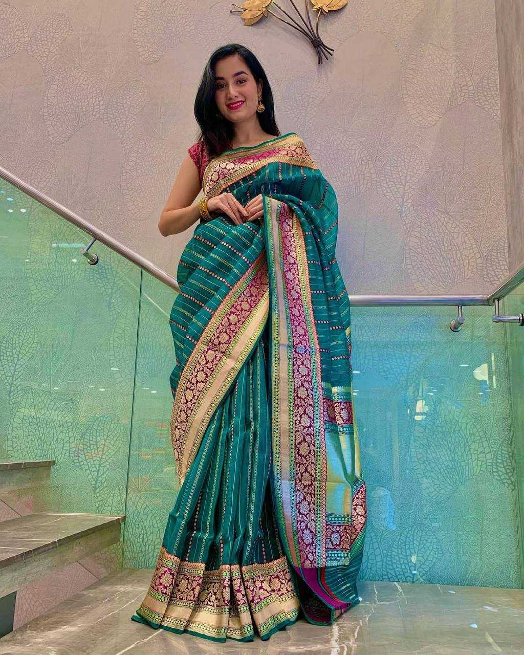 Soft Lichi Silk Saree with Rich Jacquard Weaving & Contrast Pallu – Festive & Party Wear Elegance - House of ViDi