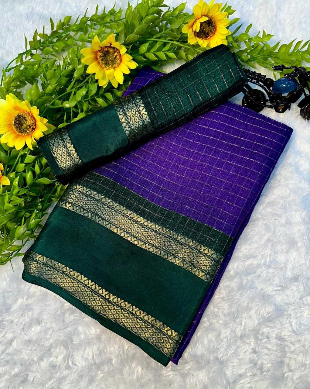 Purple Premium Mysore Silk Saree with Traditional Weaving and Rich Padded Border – Festive & Wedding Collection - House of ViDi