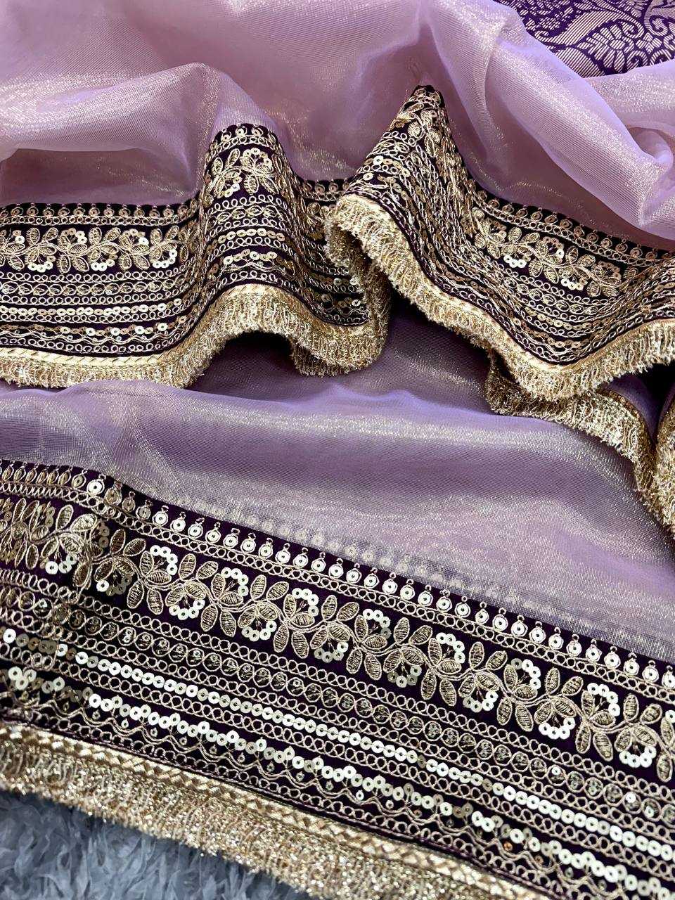 Designer Soft Twill Net Saree with Sequin & Dori Embroidery – Jacquard Silk Blouse - House of ViDi
