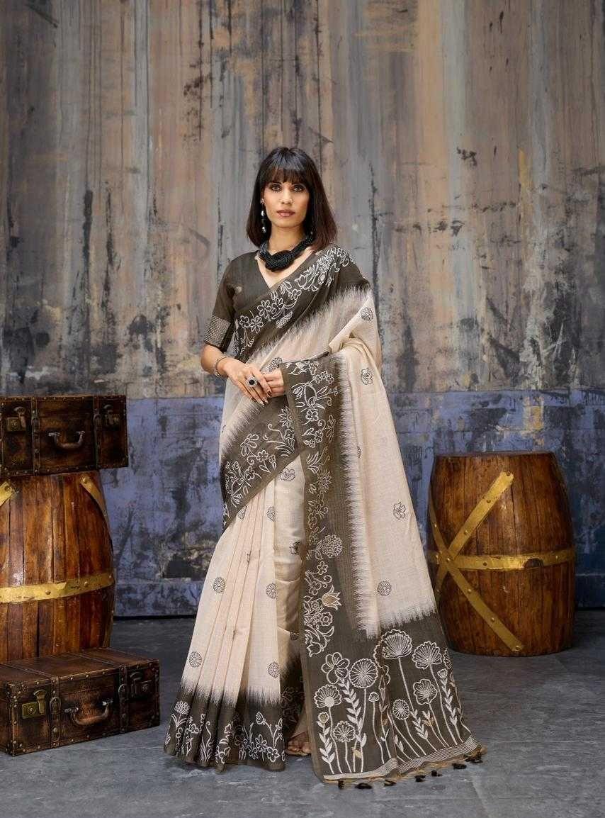 Gray Munga Cotton Handloom Weaving Designer Saree | Uniform & Casual Wear Saree | House of ViDi - House of ViDi