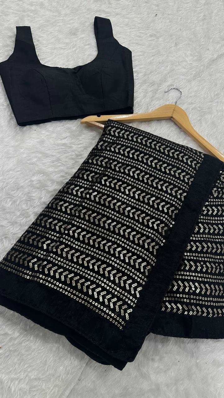 Black Georgette Sequin Saree with Banglori Satin Blouse – Glamorous Party & Evening Wear - House of ViDi