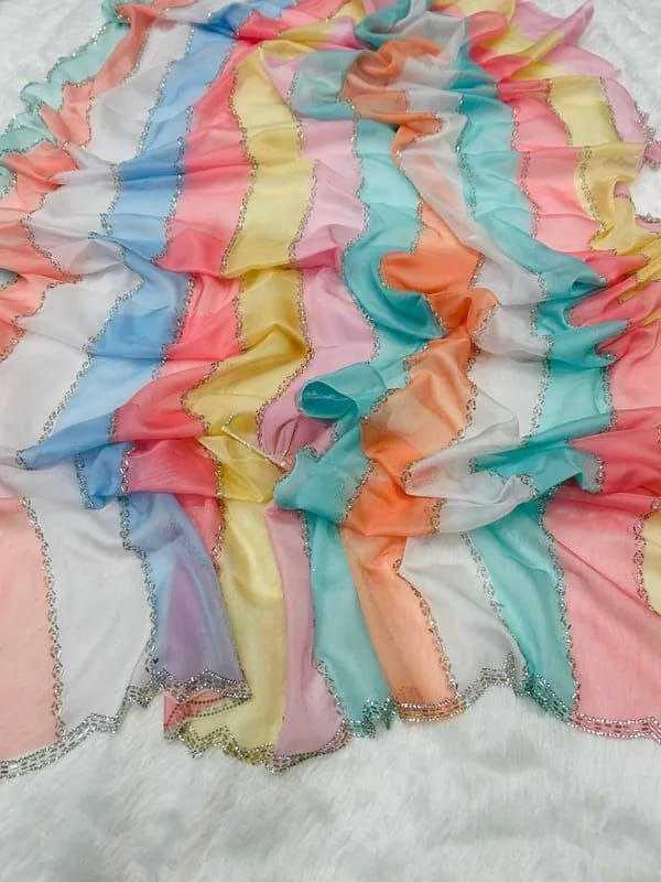 Tabby Silk Saree with Designer Print & Zarkhan Work - House of ViDi