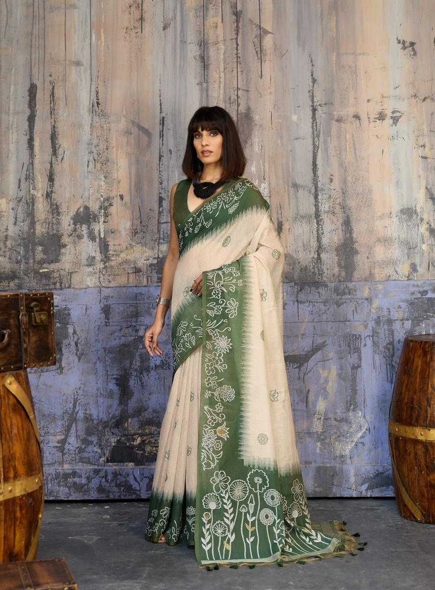 Green Munga Cotton Handloom Weaving Designer Saree | Uniform & Casual Wear Saree | House of ViDi