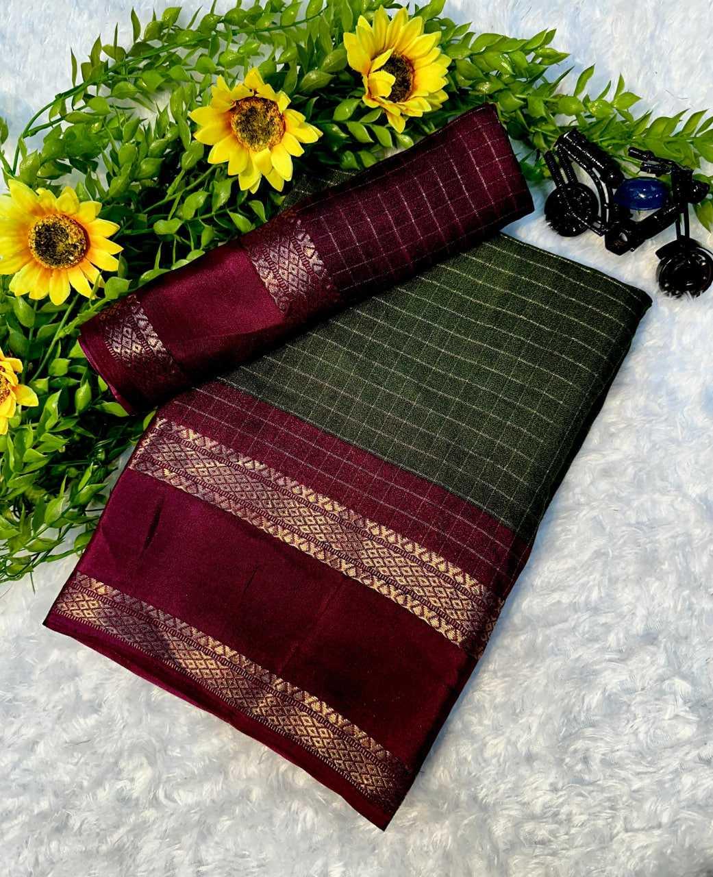 Mehndi Premium Mysore Silk Saree with Traditional Weaving and Rich Padded Border – Festive & Wedding Collection - House of ViDi