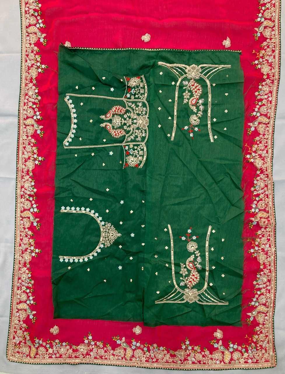 Premium Pink Fendy Chiffon Silk Saree with Heavy Embroidery & Mono Banglory Blouse – Perfect Wedding & Festive Wear - House of ViDi