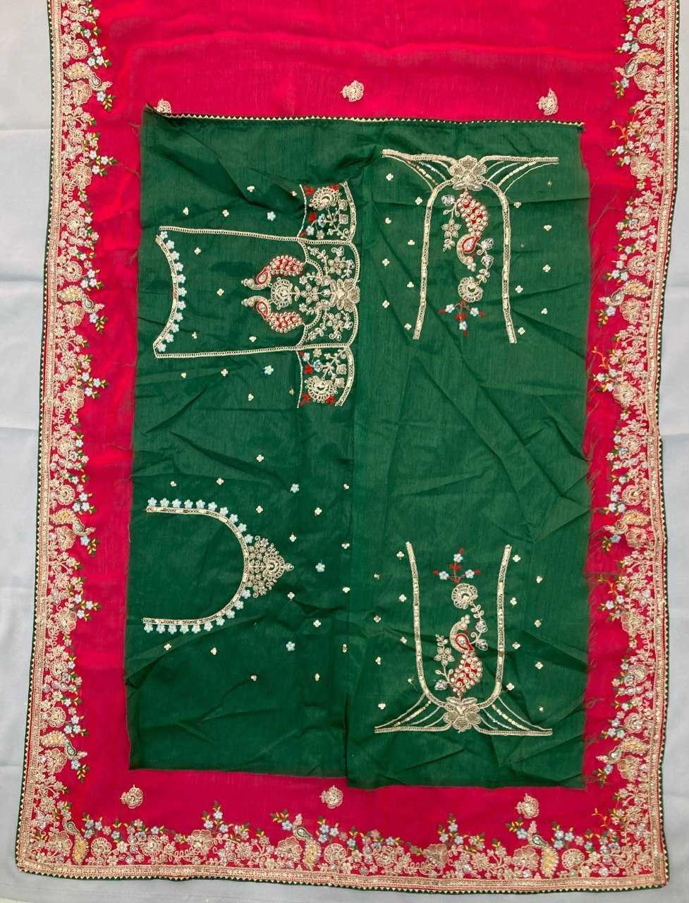 Premium Pink Fendy Chiffon Silk Saree with Heavy Embroidery & Mono Banglory Blouse – Perfect Wedding & Festive Wear - House of ViDi