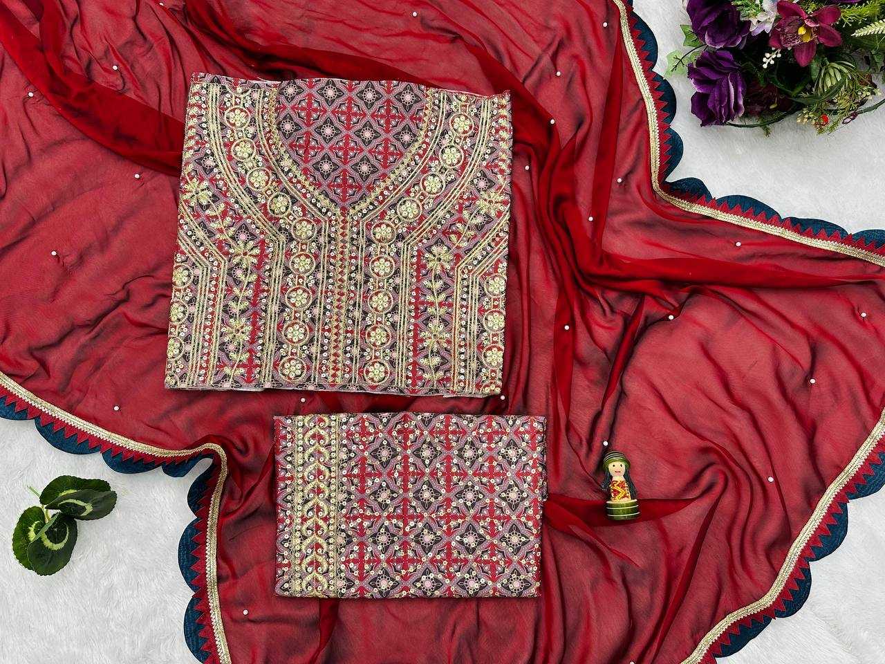 Shraddha Kapoor Inspired Red Rangoli Silk Saree | Plain Cutwork Saree with Pearl Moti Detailing