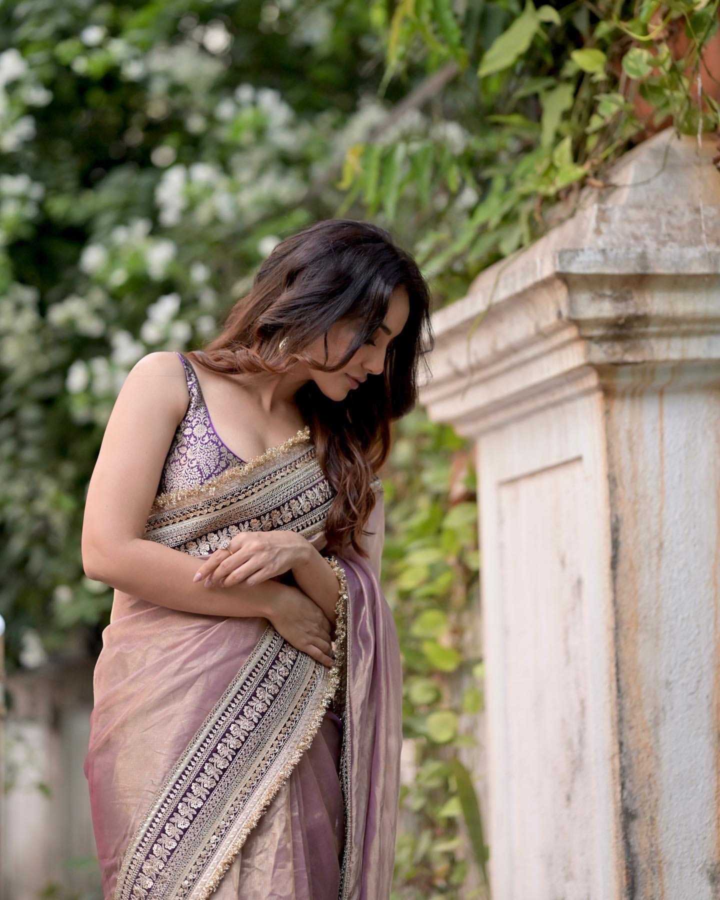 Designer Soft Twill Net Saree with Sequin & Dori Embroidery – Jacquard Silk Blouse - House of ViDi