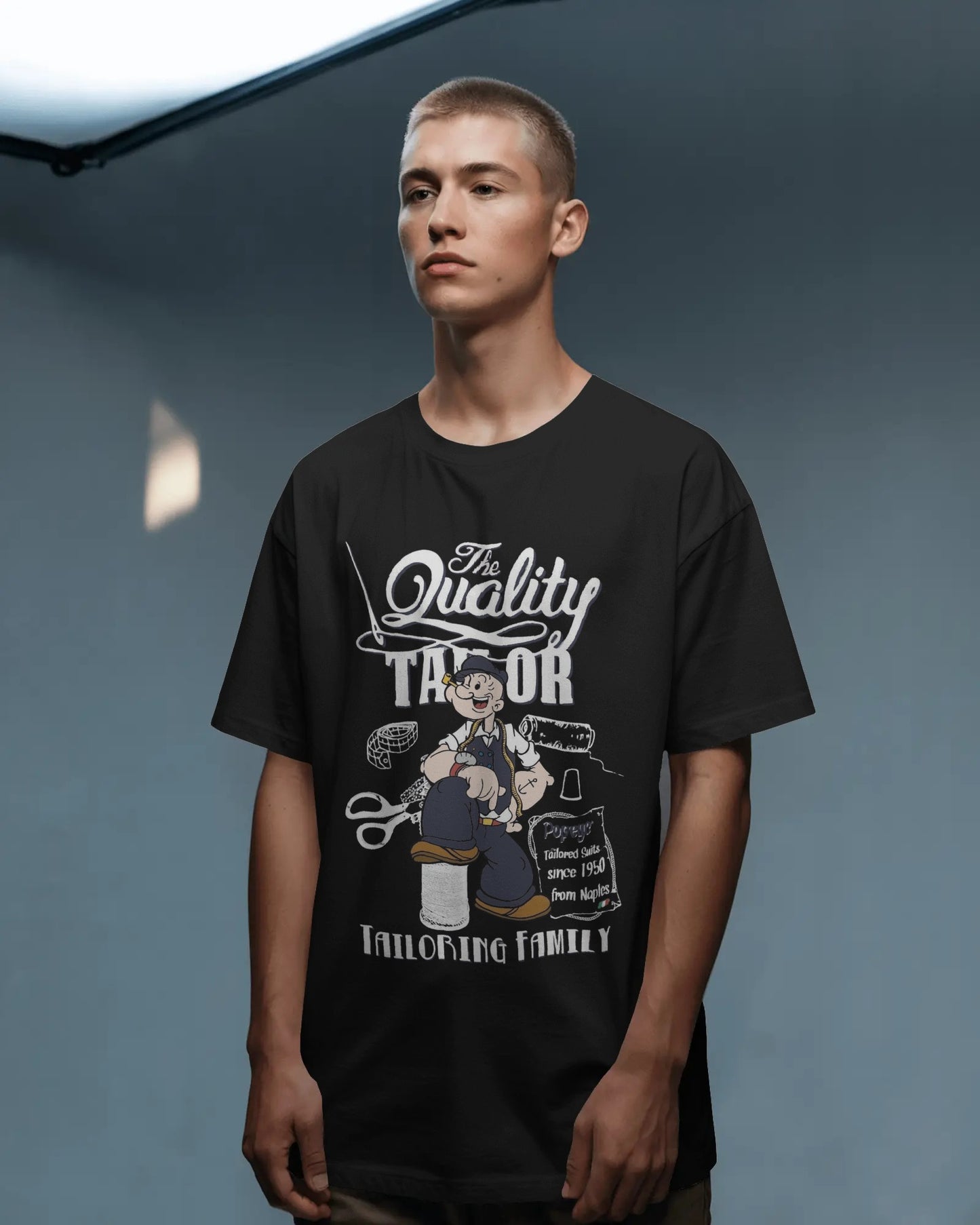 Oversized Popeye Tailor Graphic T-Shirt | Vintage Cartoon Streetwear Tee
