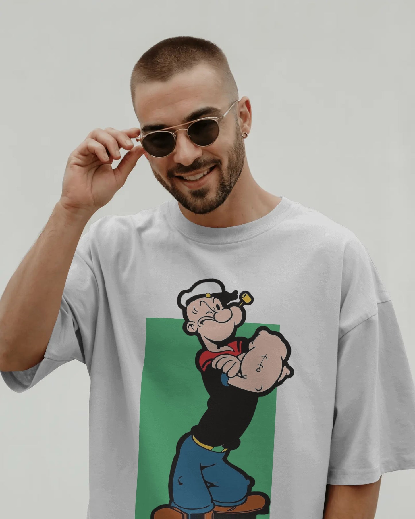 Oversized Popeye Cartoon Graphic T-Shirt | Retro Streetwear Style