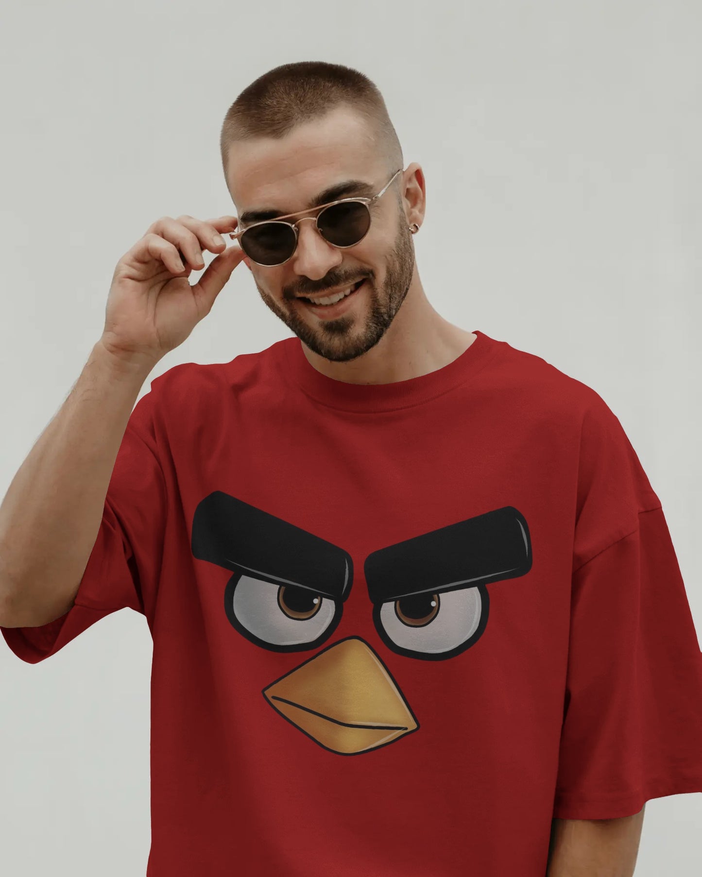 Oversized Angry Birds Red T-Shirt | Cartoon Graphic Streetwear Tee