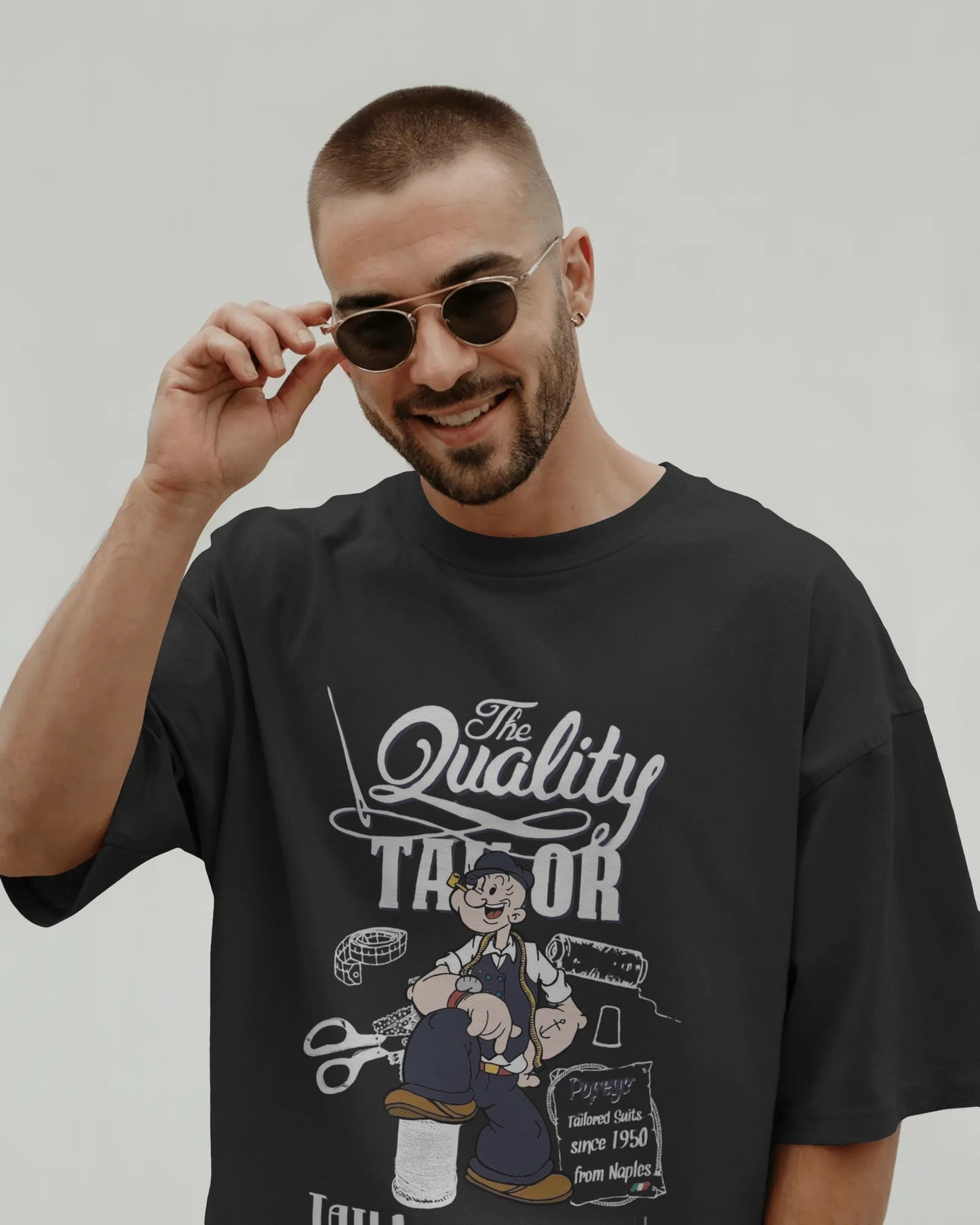 Oversized Popeye Tailor Graphic T-Shirt | Vintage Cartoon Streetwear Tee