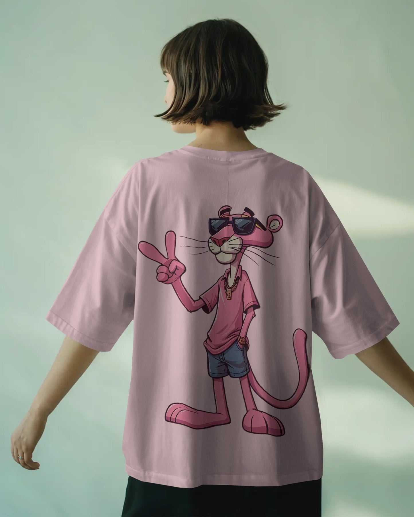 Pink Panther Oversized T-Shirt | Trendy Cartoon Graphic Tee for Men & Women | House of ViDi