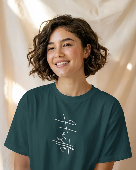 Hustle Typography T-Shirt – Minimal Handwritten Quote Unisex Cotton Tee | Everyday Streetwear - House of ViDi
