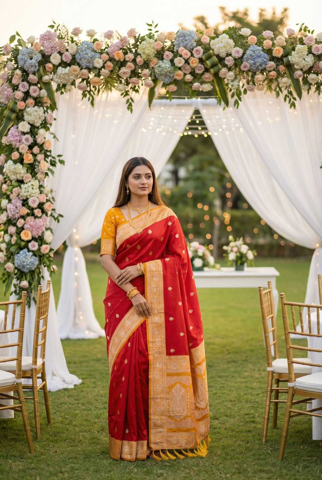 Red Banarasi Soft Silk Zari Weaving Saree