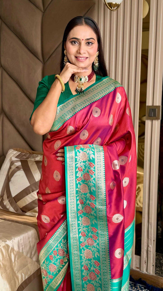 Red Banarasi Narayanpeth Soft Silk Saree