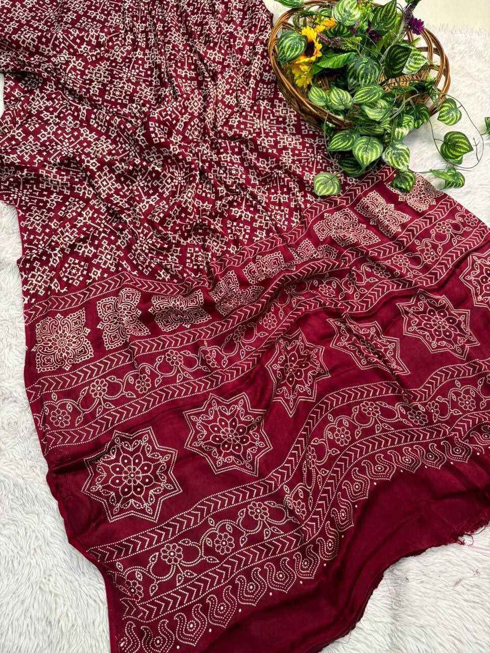 Heritage Gajji Modal Saree with Traditional Ajrakh-Inspired Print