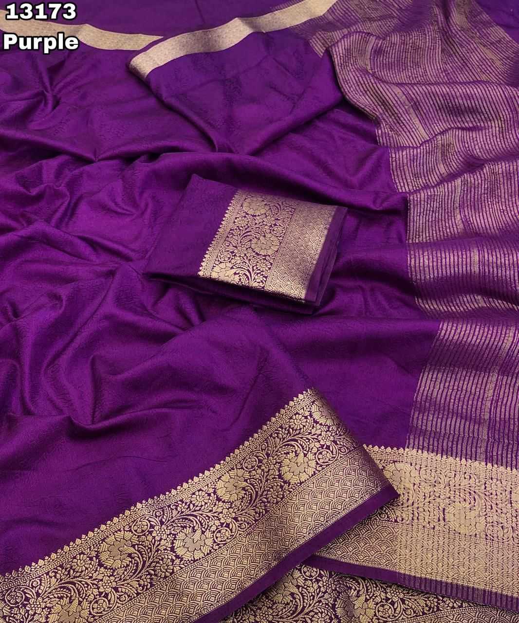 Purple Dola Silk Jacquard Border Designer Saree - House of ViDi