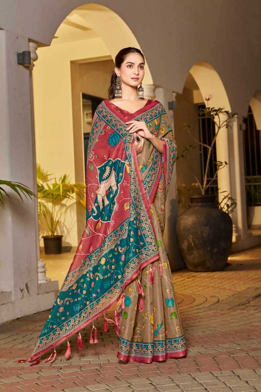 Handloom Silk Traditional Printed Designer Saree