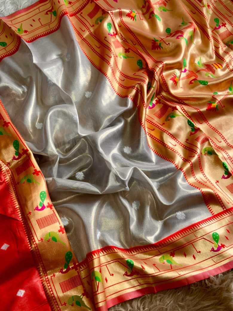 Gray Organza Silk Peacock Pallu Traditional Festive Saree - House of ViDi