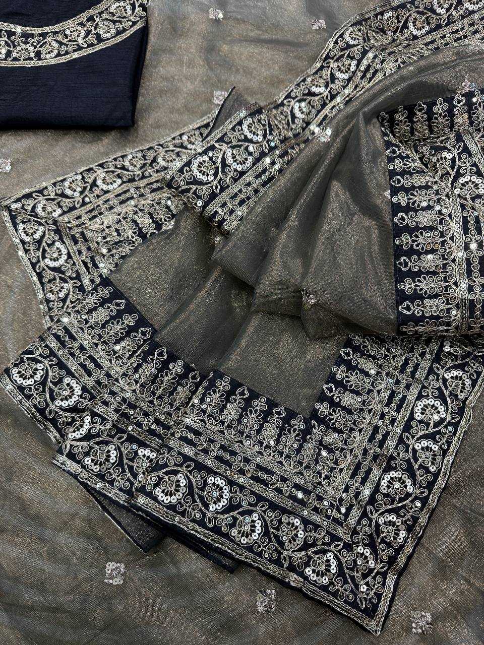 Soft Net Sequins Embroidered Designer Saree - House of ViDi