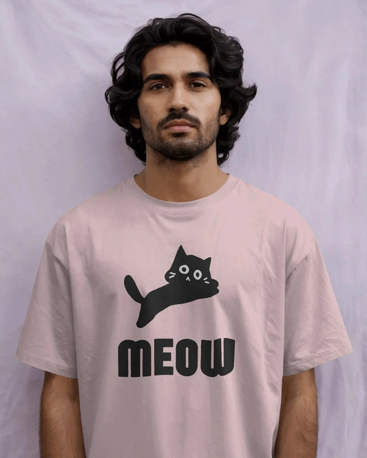 Meow Cat T-Shirt – Cute Minimal Cat Graphic Unisex Cotton Tee | Classic Everyday Wear - House of ViDi